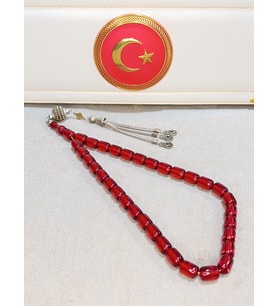 ATEŞ KEHRİBAR TESBİH USTA YAPIMI VE İMZALI KAPSÜL KESİM