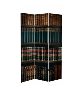 Bookshel Library 3 Kanatlı Oda Bölücü Çift Taraflı Kanvas Paravan