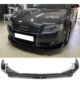 Audi A3 8P Ön Lip Parlak Siyah 3 Prç Brabus Kırılmaya Dayanıklı ABS