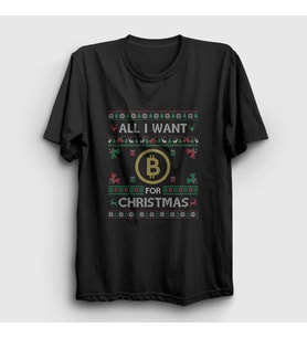 Presmono Unisex Siyah Bitcoin For Christmas Yılbaşı T-Shirt 268974tt