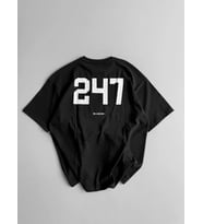 Erkek Ön ve Arka Baskılı T-Shirt Kısa Kol Bisiklet Yaka Regular Fit Tişört - Siyah
