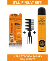 Fontenay Saç Şekillendirici Pudra Toz Wax Ultra Strong Turuncu + Şekil Tarağı + Saç Spreyi 400ml 3'Lü Set 2