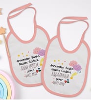BK Kids Kişiye Özel Anneanne ve Babaanne Tasarımlı 2’li Pembe Mama Önlüğü-1