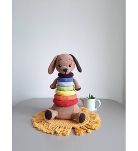 Halkalı Köpek Eğitici Oyuncak Amigurumi El Örgüsü Uyku Arkadaşı