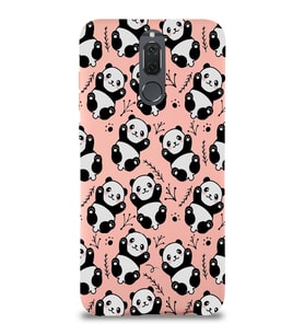 Huawei Mate 10 Lite Uyumlu Lansman Kılıf Panda Tasarımlı İçi Kadife Pembe Kapak (Şeffaf)