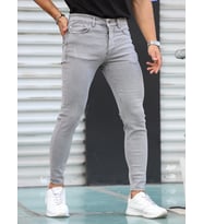 Gri Likralı Skinny Jean Erkek Kot Pantolon