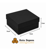 9x9x3 cm Tam Kapaklı Selefonlu Süngerli Takı Kutusu - Siyah (DEMONTE) (50 ADET)
