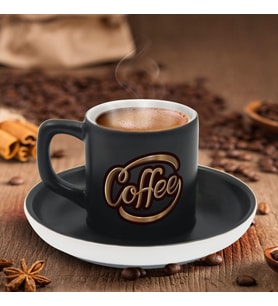 BK Gift Kişiye Özel Coffe Tasarımlı Siyah Renk Türk Kahvesi Fincanı-1, Arkadaşa Hediye, Sevgiliye Hediye, Yıl Dönümü Hediyesi
