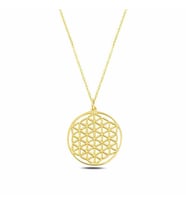 ​​Gümüş Gold Yaşam Çiçeği Kolye