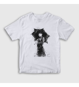 Presmono Unisex Çocuk Beyaz Umbrella Wednesday Addams Family Addams Ailesi T-Shirt 366322tt