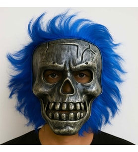 Wild Skull - Gümüş Kafatası Mi Saçlı İskelet Maske