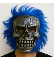 Wild Skull - Gümüş Kafatası Mi Saçlı İskelet Maske