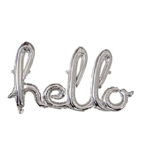 Gümüş Renk Hello El Yazı Şekilli Folyo Balon 1 Adet