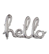 Gümüş Renk Hello El Yazı Şekilli Folyo Balon 1 Adet