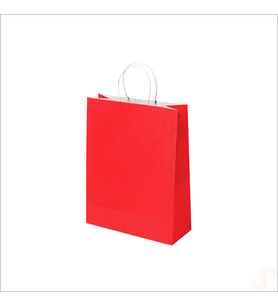Büküm Saplı Kraft Çanta 32 x 26 x 12 cm, Kırmızı - 1 Adet (STD)