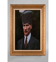 Çerçeveli Paspartulu Atatürk Tablo a585 (Gold)