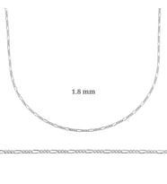 1.8 mm Gümüş Figaro Zincir - 0.50 mikron