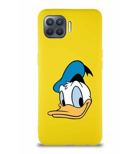 Oppo Reno 4 Lite Soft Premier Kapak Donald Duck-B Tasarımlı Silikon Kılıf - Sarı (Şeffaf)