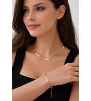 Unisex Gold Ezme Zincir Kolye ve Bileklik Seti
