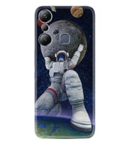 Infınix Hot 20i Kılıf Silikon Desen Özel Seri Astronot ve Dünya 1759