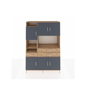 Hyperion Dolap 9 Raflı 3 Çekmeceli 6 Kapaklı 132x44x195 Çam-Antrasit/Çam