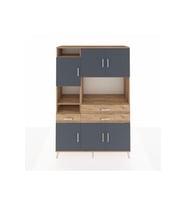 Hyperion Dolap 9 Raflı 3 Çekmeceli 6 Kapaklı 132x44x195 Çam-Antrasit/Çam