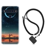 TCL 10L 10 Plus 10SE 20E 20SE 30 L7 Kılıf Boyun Askılı Silikon Ay ve Kız 1720