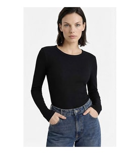 Defacto Slim Fit Basic Siyah Kadın Uzun Kollu T-shirt E5767AX/BK81