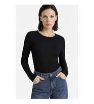 Defacto Slim Fit Basic Siyah Kadın Uzun Kollu T-shirt E5767AX/BK81