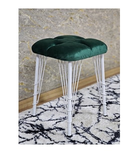 Kare Beyaz Boyalı Telli Ayaklı Tabure - Oturak - Bar Taburesi - Ayaklı Tabure Yeşil Renk 33 x 48 Boyut/Ebat (Çok Renkli)