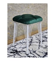 Kare Beyaz Boyalı Telli Ayaklı Tabure - Oturak - Bar Taburesi - Ayaklı Tabure Yeşil Renk 33 x 48 Boyut/Ebat (Çok Renkli)