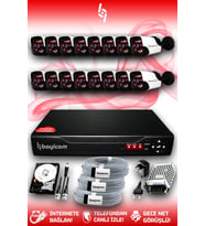 BAYICAM 16 Kameralı Panda 16 Dış Kamera Set 250 GB HDD Full HD Gece Görüşlü Güvenlik Kamerası Sistemi