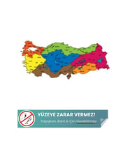 Türkiye Bölgeler Haritası, Renkli Harita, Yüzeye Zarar Vermeyen Yapışkansız Sihirli Akıllı Kağıt