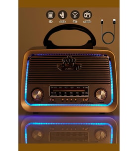 Ahşap Nostalji Görünümlü Radyo Fenerli Bluetoothlu USB-SD Card Mp3 Nostaljik Radyo