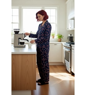 Kadın Uzun Kollu Yılbaşı Baskılı Pijama Takımı Fonksiyonel Dayanıklı Kaliteli Konforlu Şık