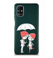 Samsung Galaxy M51 Soft Premier Kapak Aşk Tasarımlı Silikon Kılıf - Yeşil (Şeffaf)