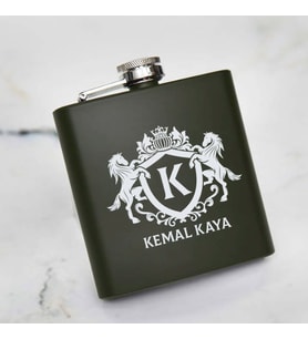 Asil Atlar Kişiye Özel İçki Matarası 6 Oz Yeşil