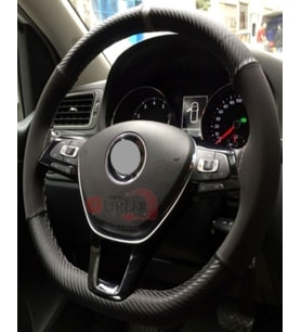 Fiat Linea Uyumlu Direksiyon Kılıfı Karbon Alkantra Gri Yüzüklü