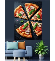 Dilimlenmiş Bol Malzemeli Nefis Pizza Dekoratif Kanvas - Mdf Ahşap Tablo