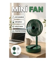 Katlanabilir USB Şarjlı Mini Masaüstü Fan Telefon Tutuculu Pratik Soğutucu