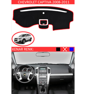 Chevrolet Captiva 2008-2011 İçin Uygun Torpido Koruma Halısı Siyah Kenar Renk Kırmızı