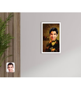 BK Gift Kişiye Özel Godfather Baba Karikatürlü Dekoratif Ahşap Beyaz Çerçeveli Tablo-4