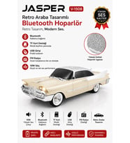 jasper Jpr-1508 Nostaljik Araba Tasarımlı Bluetooth Hoparlör 10W Güçlü Ses FM Radyo USB TF Kart Dest