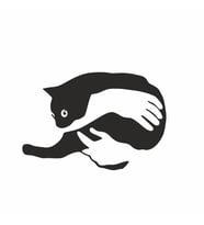 Kedi Seven El sticker siyah 20x15 CM (Siyah-Siyah)