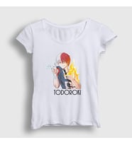 Presmono Kadın Beyaz Shoto Anime Boku No Hero Academia T-Shirt 128802tt