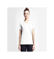 Lescon 24S-2208-24B Kadın V Yaka Kısa Kollu T-shirt - Beyaz (Beyaz)