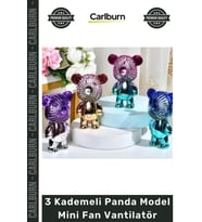 #Vantilatör Şık Taşınabilir Sessiz USB Şarjlı Masaüstü 3 Kademeli Panda Model Mini Fan Vantilatör