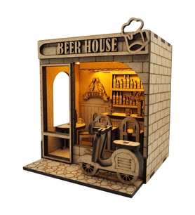 Beer House Ahşap Maket Seti – DIY Miniatür Meyhane Book Nook Koleksiyoner Model