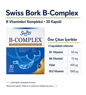 Swiss Bork B-Complex B Vitaminleri 30 Kapsül