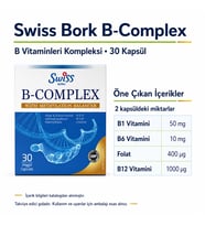 Swiss Bork B-Complex B Vitaminleri 30 Kapsül